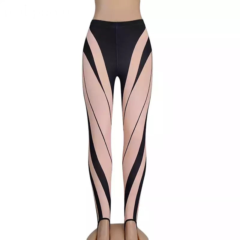 Spiral Leggings Pink And Black