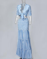 Stripped Maxi Skirt Set-DDD Fashions