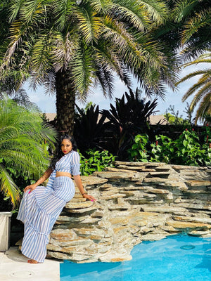 Stripped Maxi Skirt Set-DDD Fashions