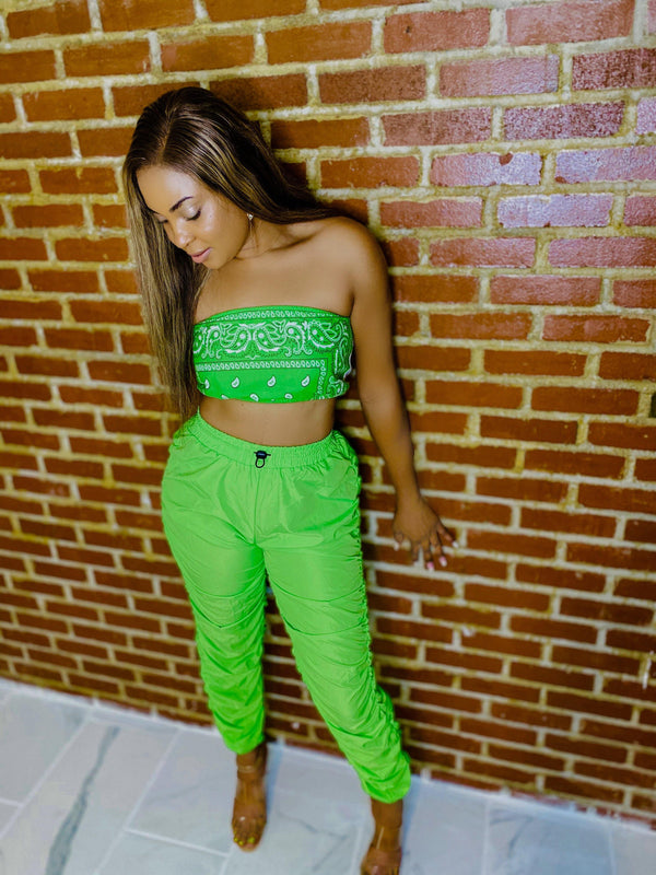 Green Drawstring Joggers-DDD Fashions